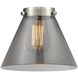 Nouveau Cone 1 Light 7.75 inch Brushed Satin Nickel Mini Pendant Ceiling Light in Incandescent, Plated Smoke Glass, Nouveau